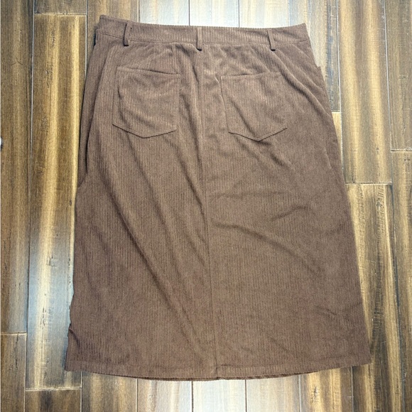 Cider Plus Size 2X Brown Corduroy Midi Maxi High Waisted Skirt Pockets - Picture 7 of 11
